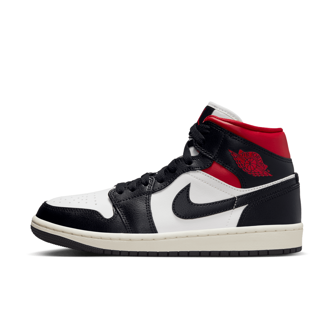 Women's Air Jordan 1 Mid (Black/Gym Red-Sail) - Women's Air Jordan 1 Mid (Black/Gym Red-Sail) - 