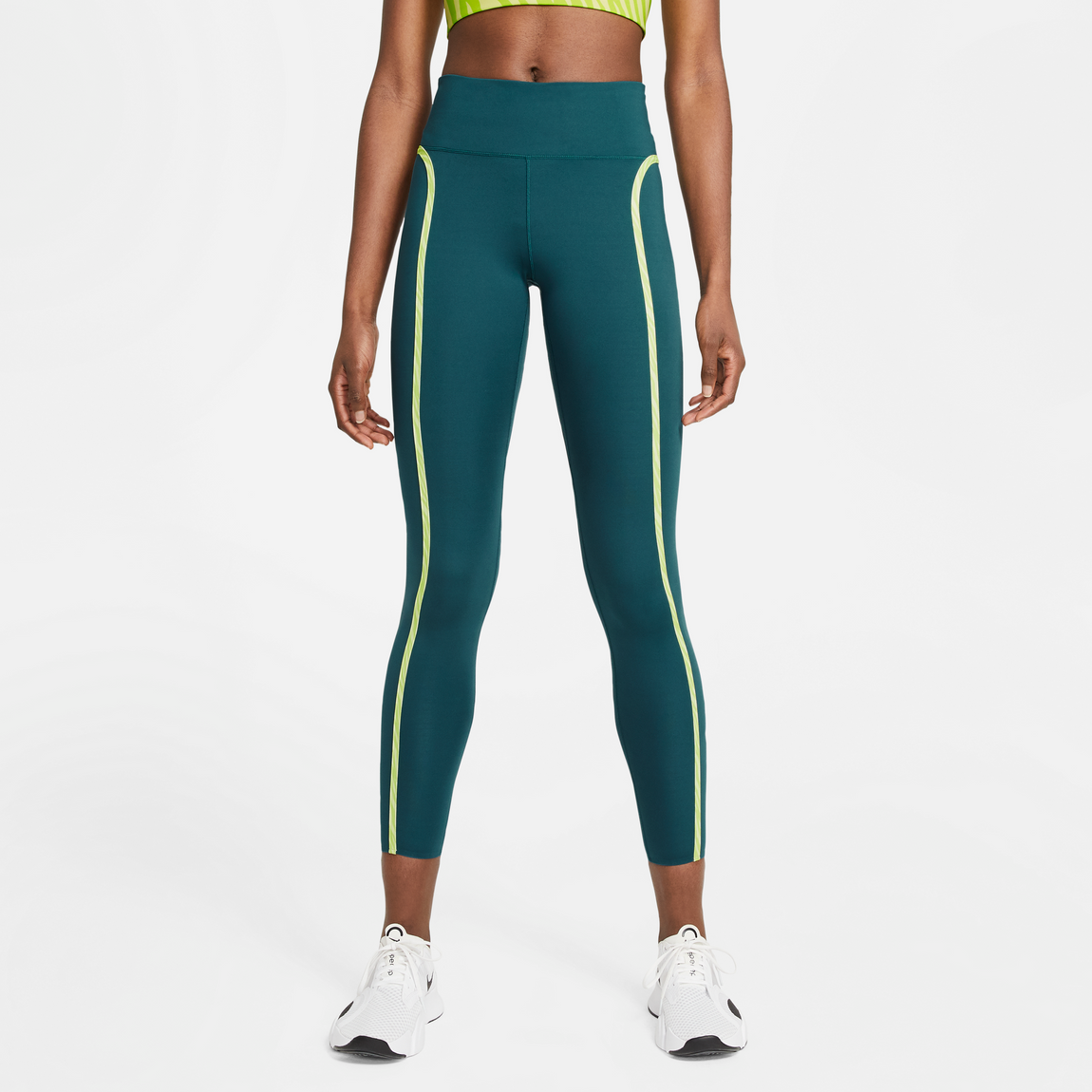 Nike One Luxe Icon Clash Tights (Dark Teal Green) - Nike One Luxe Icon Clash Tights (Dark Teal Green) - 
