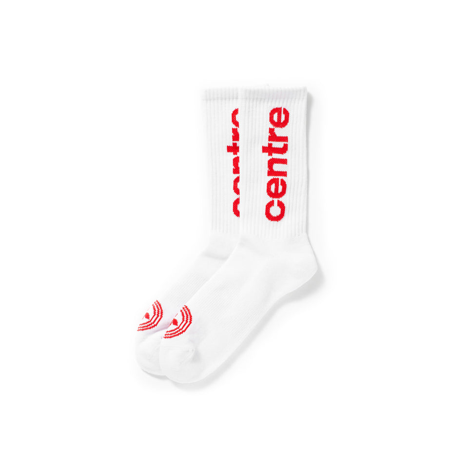 Centre Premium Casual Crew Socks (White/Red) - AMM4