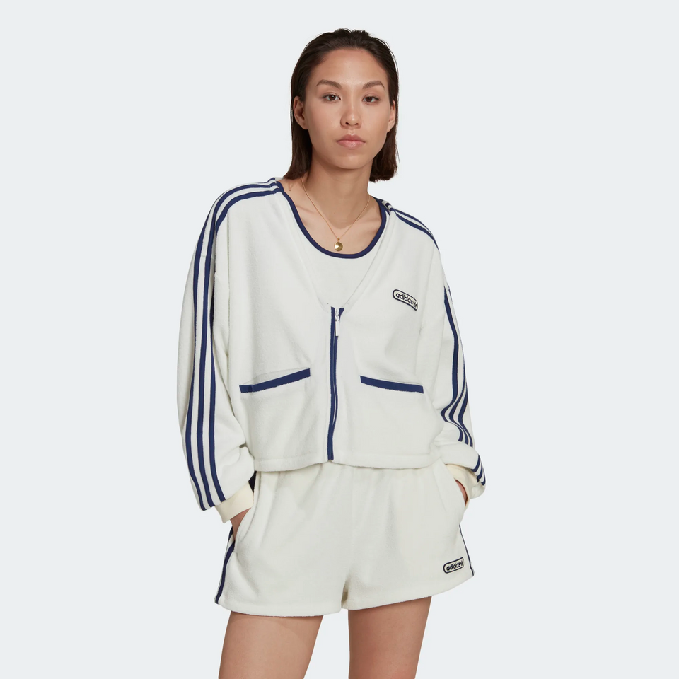 Adidas Women's Crop Towel Terry Cardigan (Non Dyed) - Women's - Jackets & Outerwear