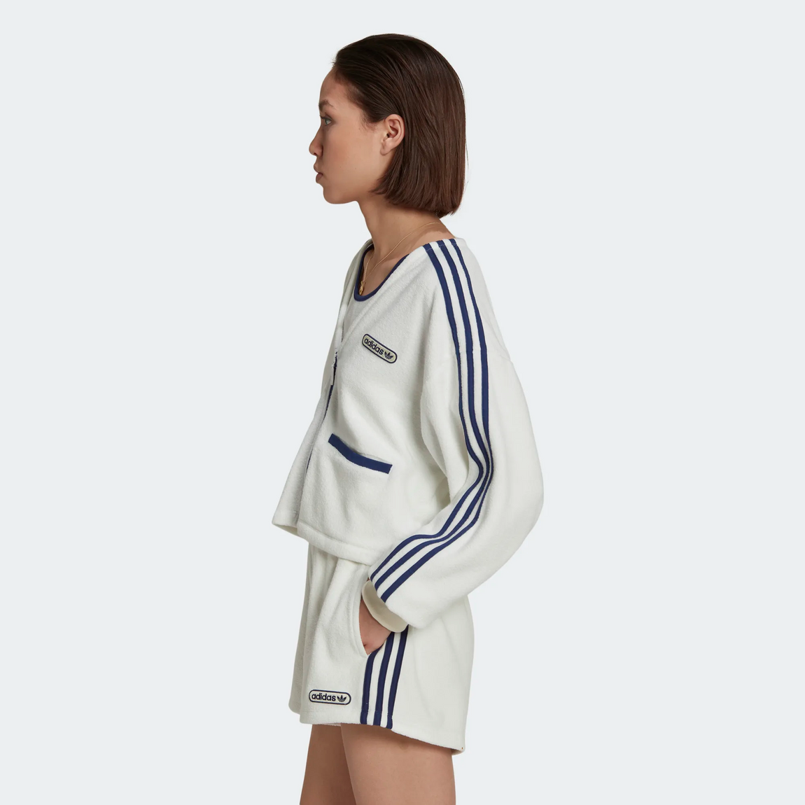 Adidas Women's Crop Towel Terry Cardigan (Non Dyed) - Adidas Women's Crop Towel Terry Cardigan (Non Dyed) - 