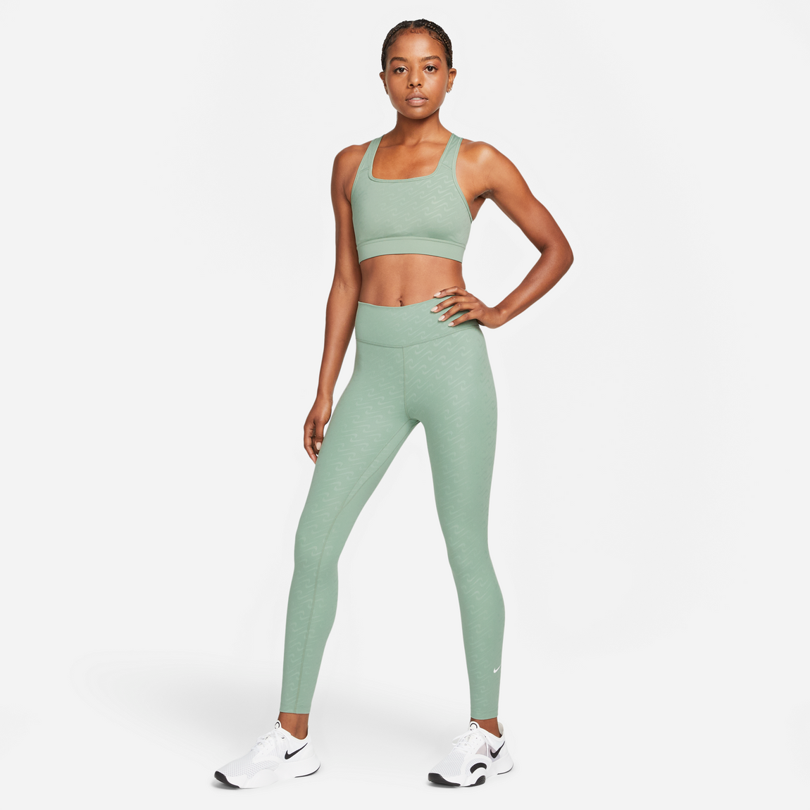 Nike Women's Dri-Fit One Clash Tights (Jade Smoke/Sail) - Nike Women's Dri-Fit One Clash Tights (Jade Smoke/Sail) - 