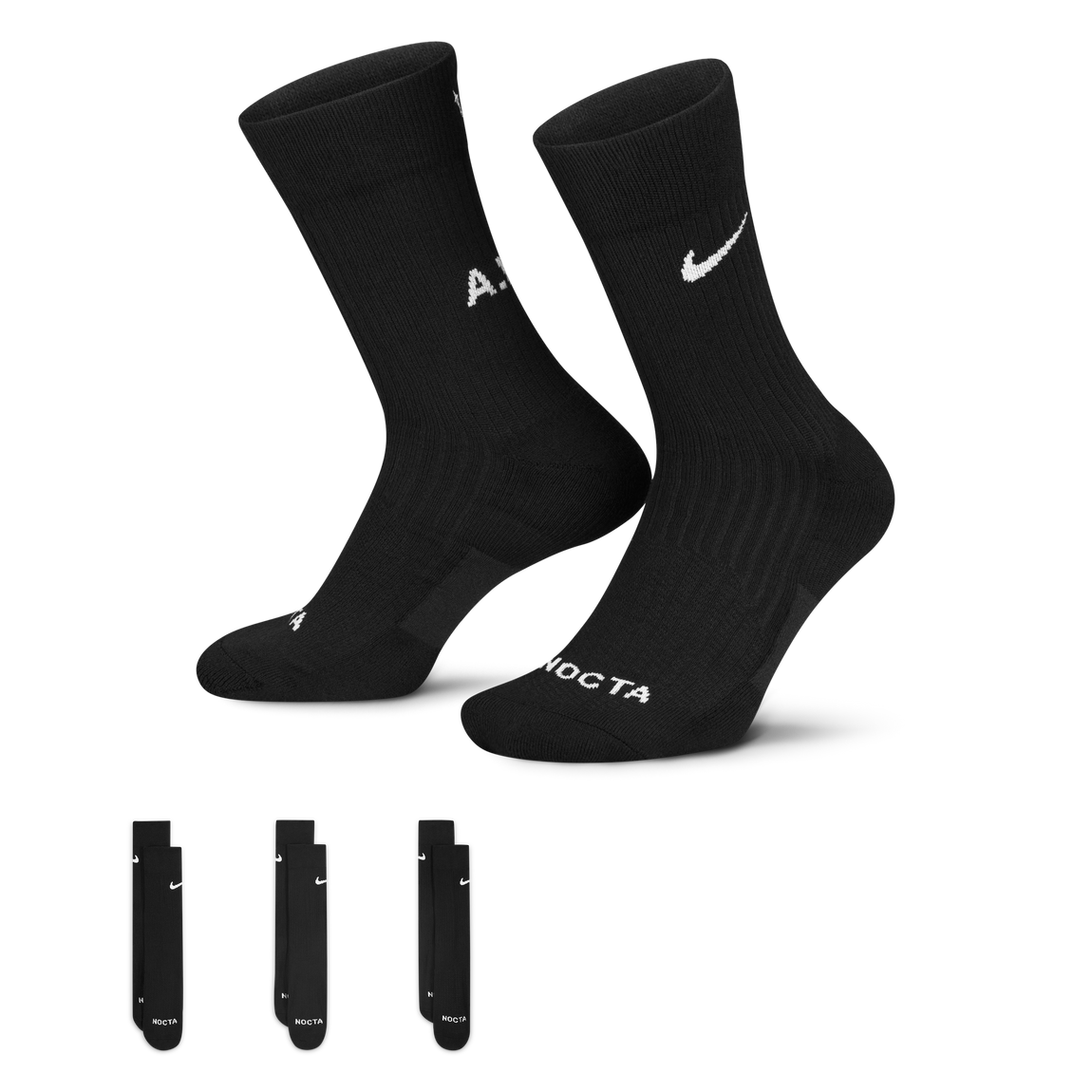 NOCTA x Nike Crew Socks 3-Pack (Black/White) 3/15 - NOCTA x Nike Crew Socks 3-Pack (Black/White) 3/15 - 