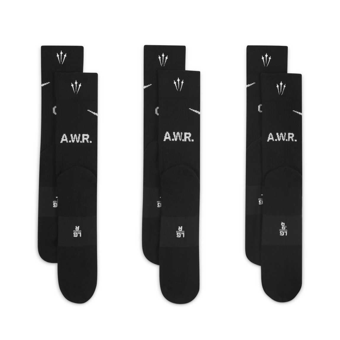 NOCTA x Nike Crew Socks 3-Pack (Black/White) 3/15 - NOCTA x Nike Crew Socks 3-Pack (Black/White) 3/15 - 