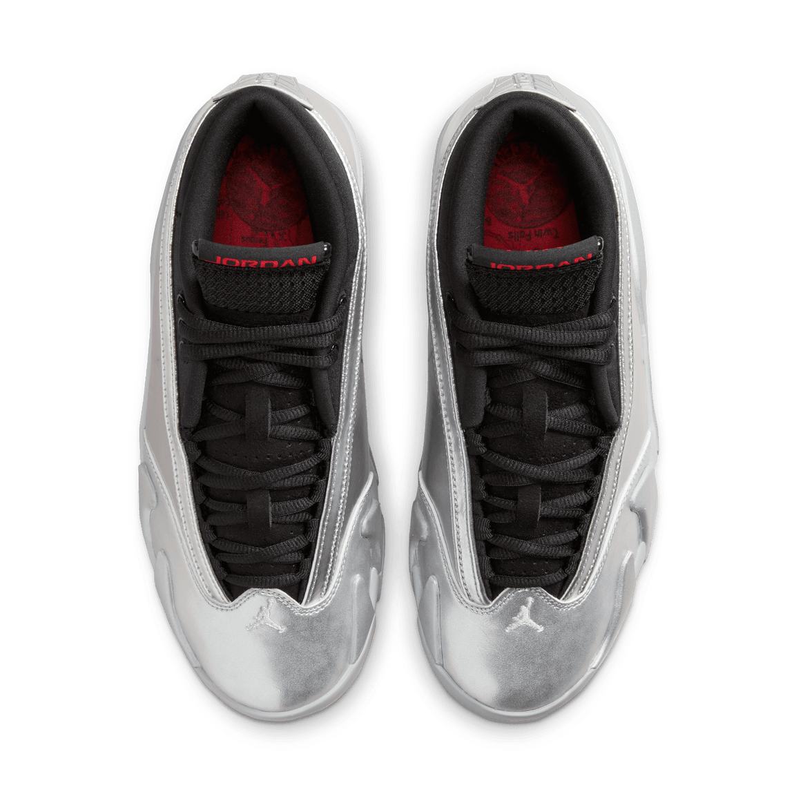 Women's Air Jordan 14 Retro Low (Metallic Silver/Fire Red/Wolf Grey-Black) - Women's Air Jordan 14 Retro Low (Metallic Silver/Fire Red/Wolf Grey-Black) - 