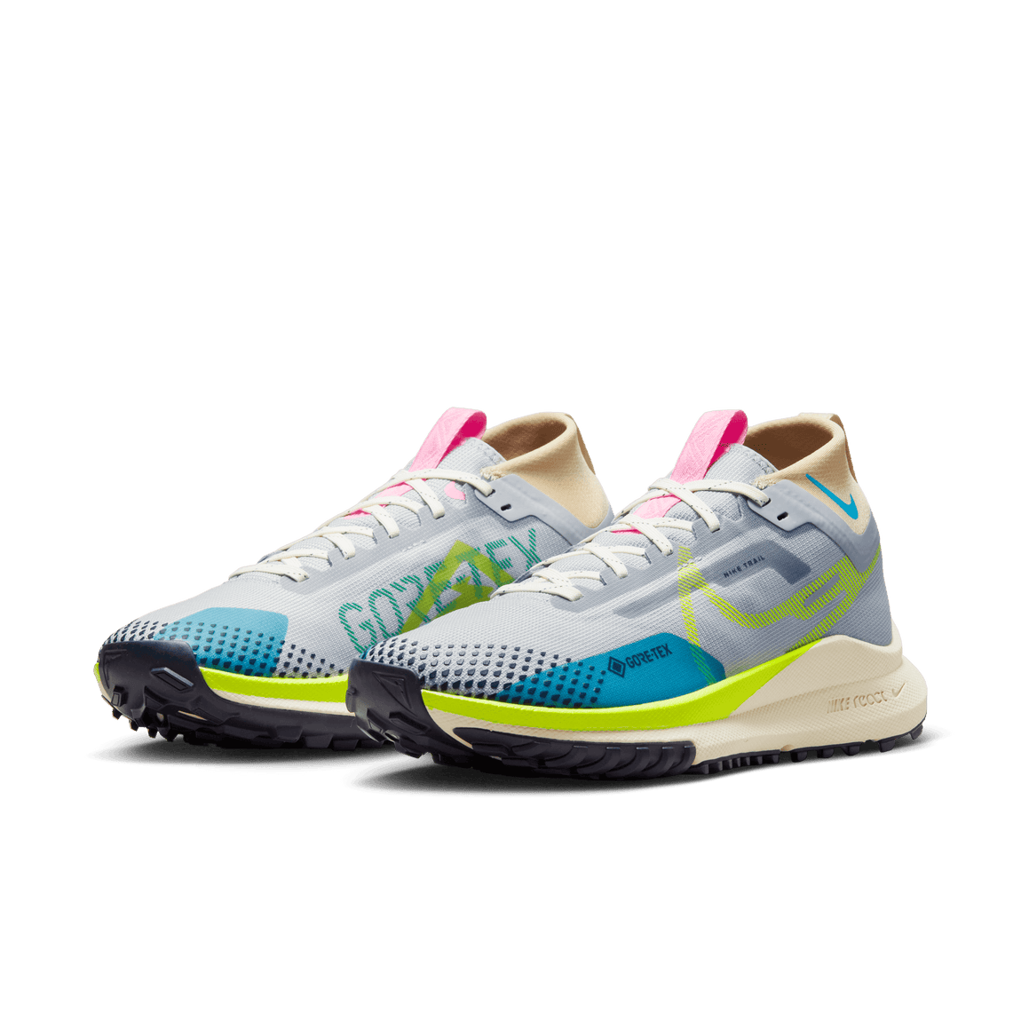 Nike Women's React Pegasus Trail 4 GORE-TEX (Wolf Grey/Volt/Stadium Green/Baltic Blue) - Nike Women's React Pegasus Trail 4 GORE-TEX (Wolf Grey/Volt/Stadium Green/Baltic Blue) - 