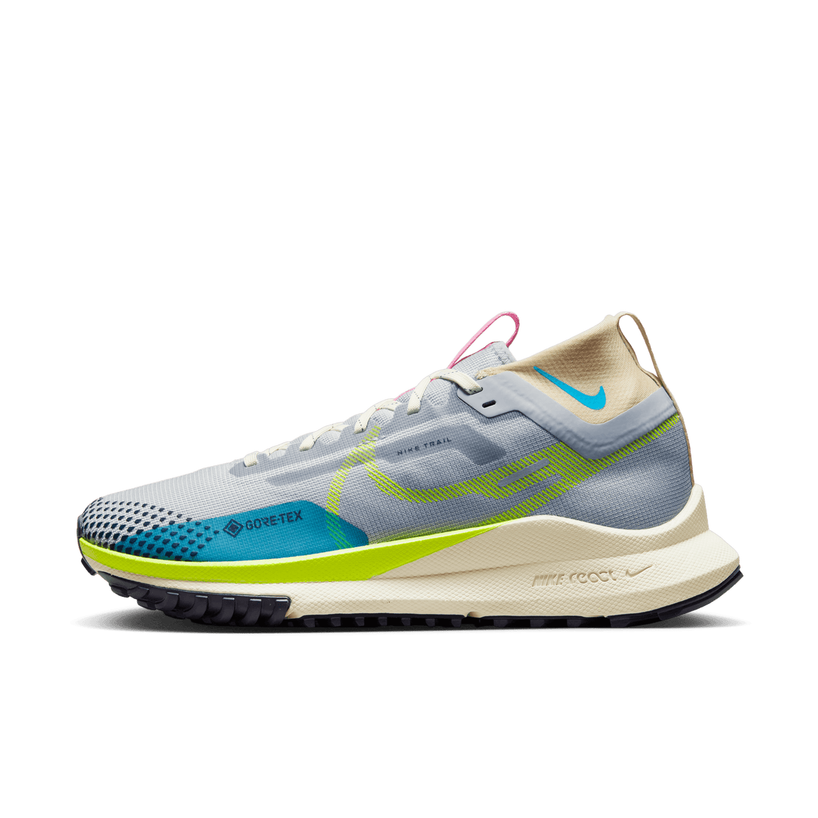 Nike Women's React Pegasus Trail 4 GORE-TEX (Wolf Grey/Volt/Stadium Green/Baltic Blue) - Nike Women's React Pegasus Trail 4 GORE-TEX (Wolf Grey/Volt/Stadium Green/Baltic Blue) - 