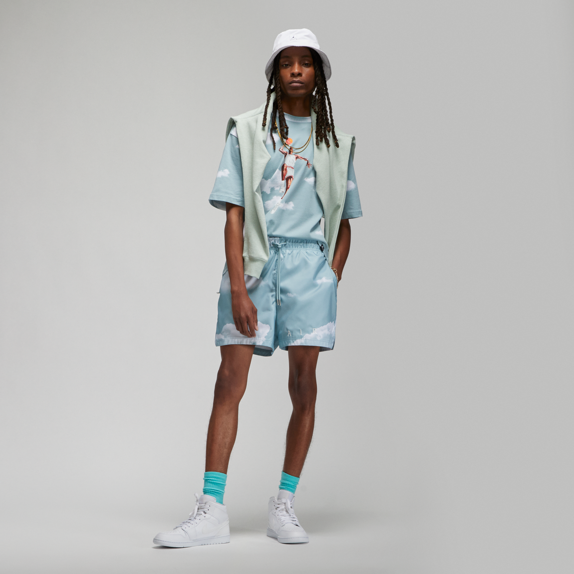 Jordan Essentials Statement Poolside Shorts (Ocean Cube/White) - Jordan Essentials Statement Poolside Shorts (Ocean Cube/White) - 