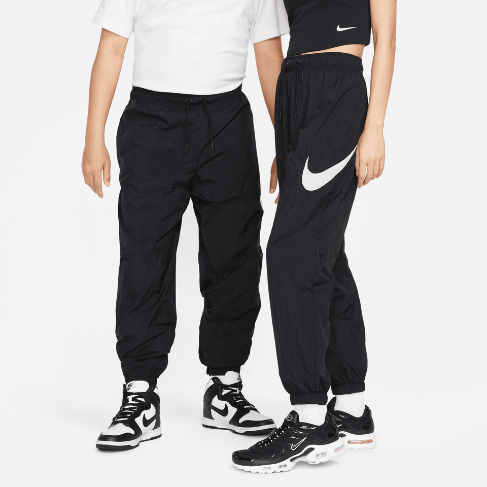 Women's Nike Sportswear Essential Mid-Rise Trousers (Black/White) - Women's Apparel