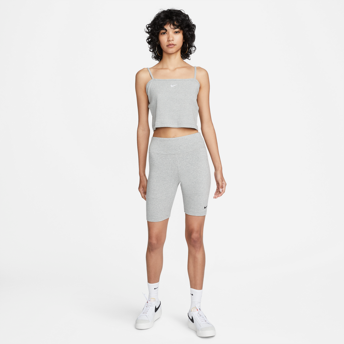 Nike Sportswear Essential Women's Ribbed Crop Top (Dark Grey Heather/White) - Nike Sportswear Essential Women's Ribbed Crop Top (Dark Grey Heather/White) - 
