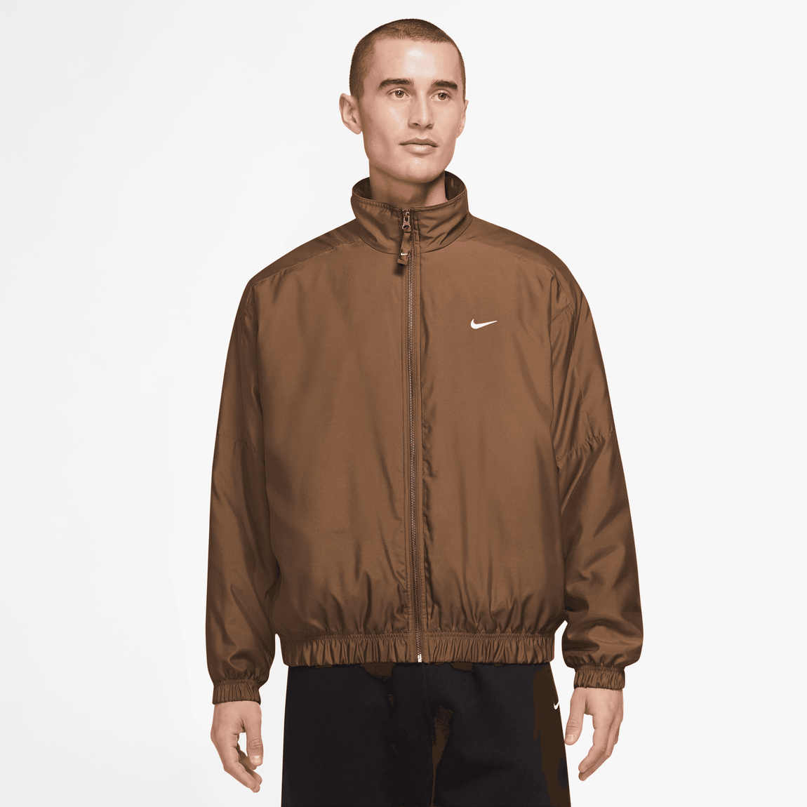 Nike Solo Swoosh Satin Bomber Jacket (Ale Brown/White)