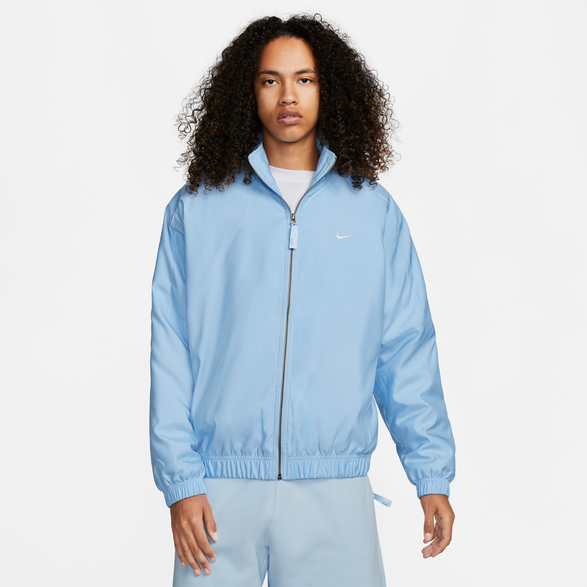 Nike Solo Swoosh Satin Bomber Jacket (Celestine Blue/White) - Nike Solo Swoosh Satin Bomber Jacket (Celestine Blue/White) - 