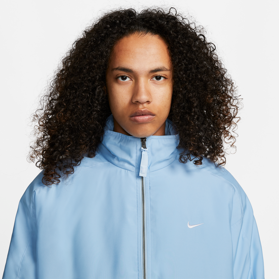 Nike Solo Swoosh Satin Bomber Jacket (Celestine Blue/White)