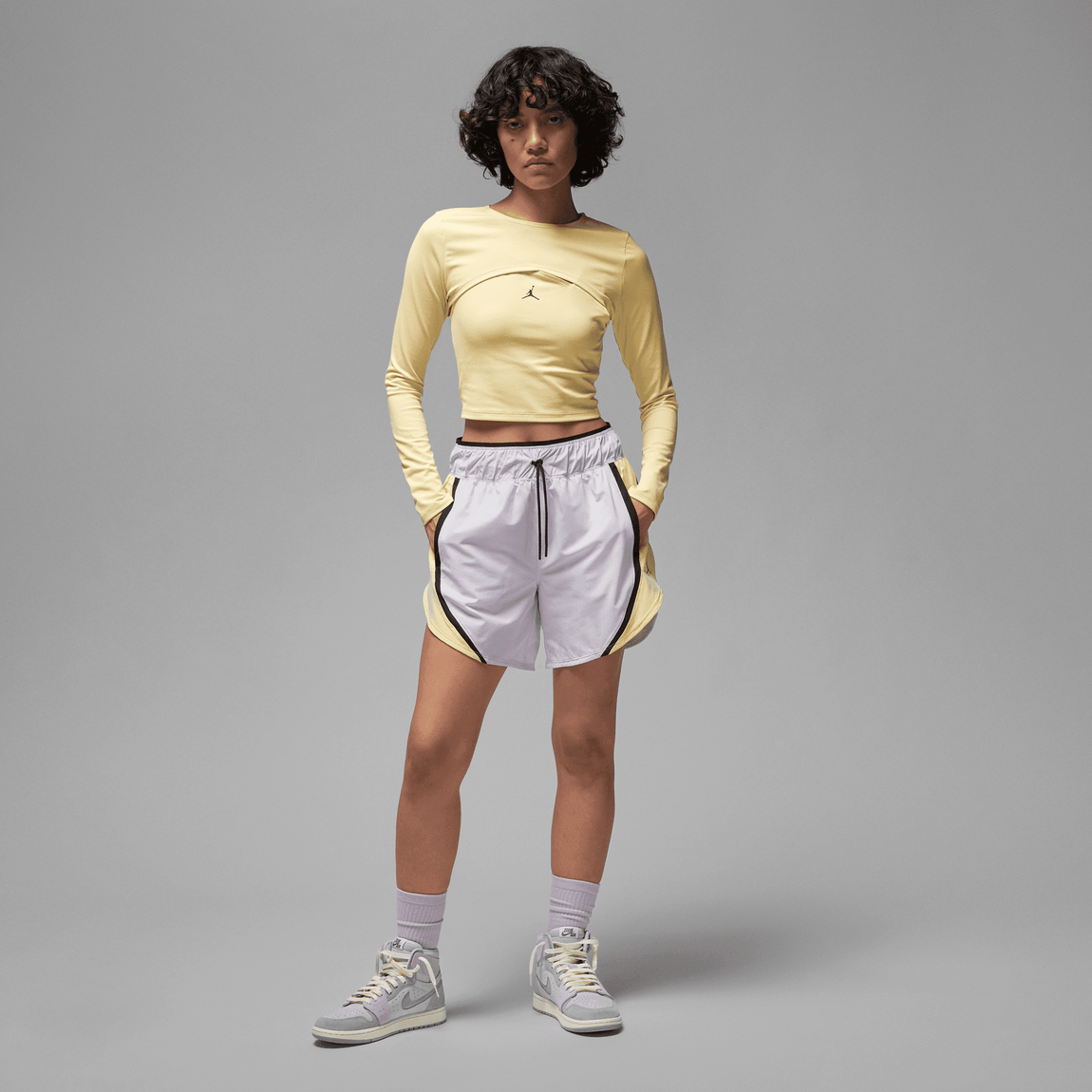Women's Jordan Sport Shorts (Barely Grape/Lemon Wash-Black) - Women's Jordan Sport Shorts (Barely Grape/Lemon Wash-Black) - 