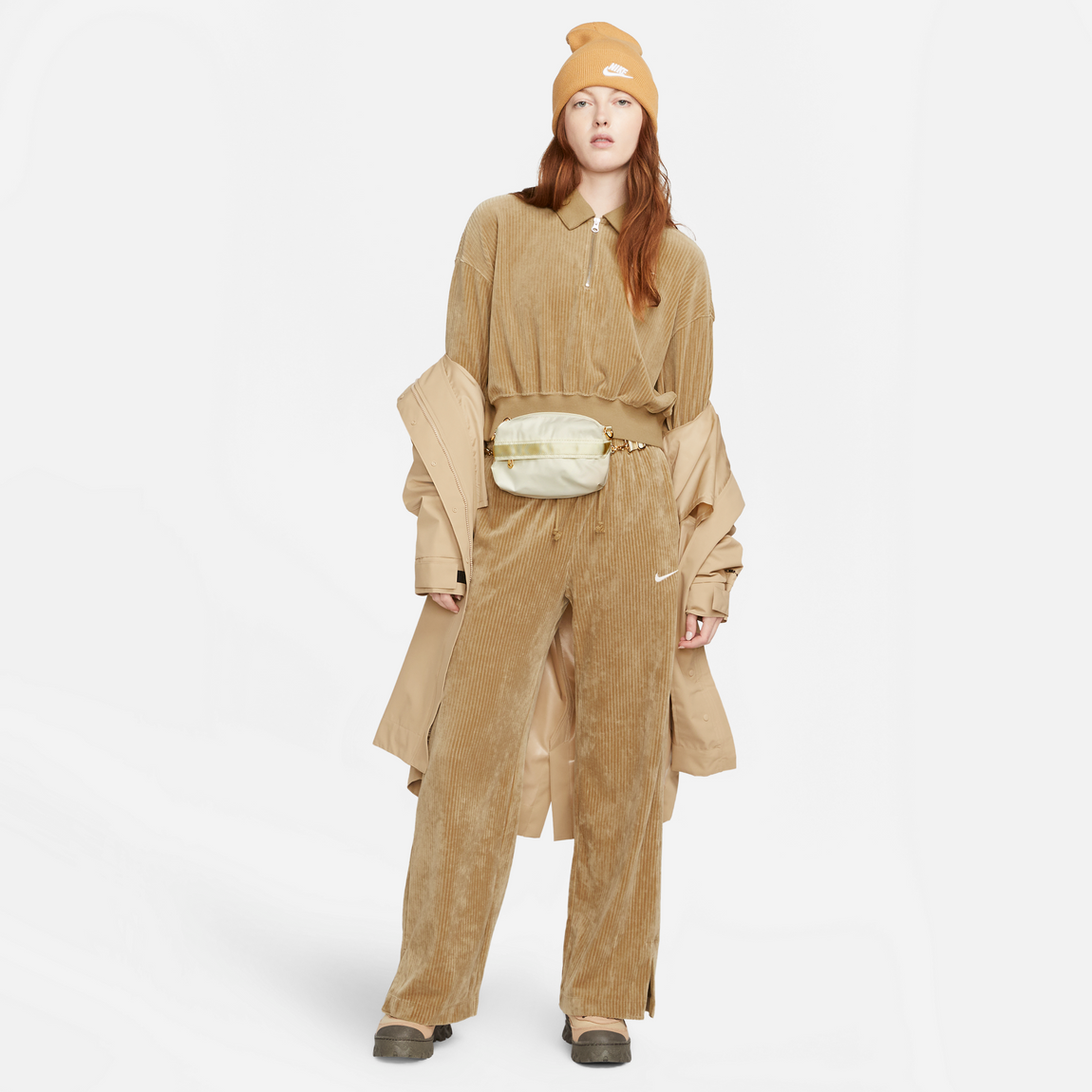 Nike Women's Corduroy Lounge Pants (Dark Driftwood/Sail) - Nike Women's Corduroy Lounge Pants (Dark Driftwood/Sail) - 