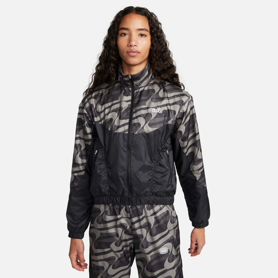 Nike Sportswear Icon Clash Women's Allover Print Jacket (Black/Driftwood-White) - Women's - Jackets & Outerwear
