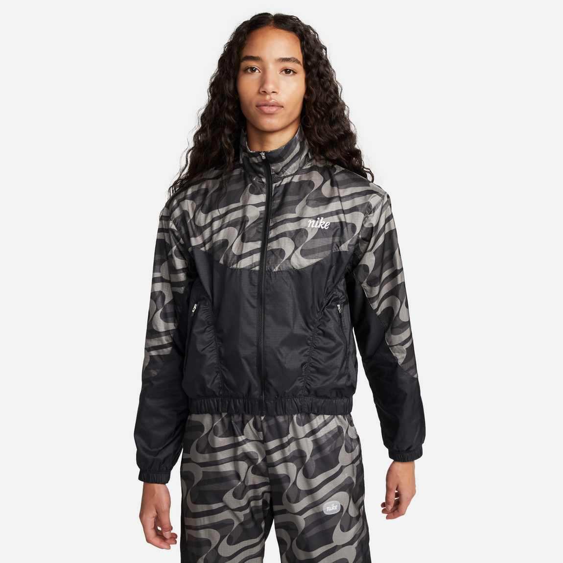 Nike Sportswear Icon Clash Women's Allover Print Jacket (Black/Driftwood-White) - Nike Sportswear Icon Clash Women's Allover Print Jacket (Black/Driftwood-White) - 