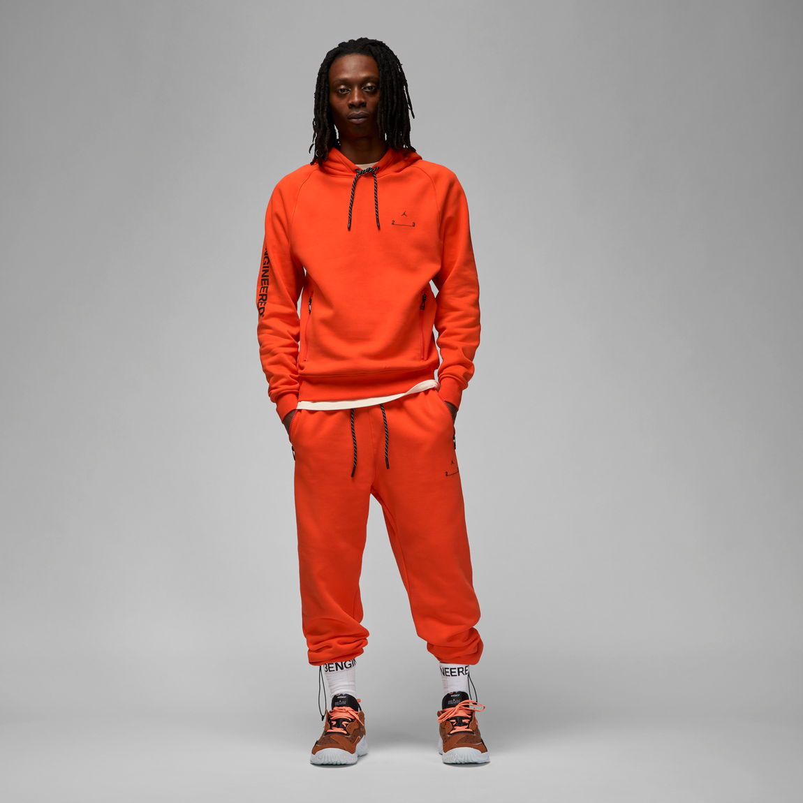 Jordan 23 Engineered Fleece Pullover Hoodie (Team Orange/Habanero Red-Black) - Jordan 23 Engineered Fleece Pullover Hoodie (Team Orange/Habanero Red-Black) - 
