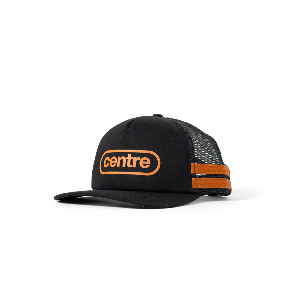 Centre Retro Trucker Hat (Black) - Hats