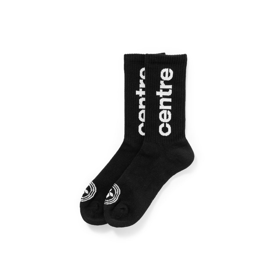 Centre Premium Casual Crew Socks (Black/White) - OCTOBER 2022 SALE