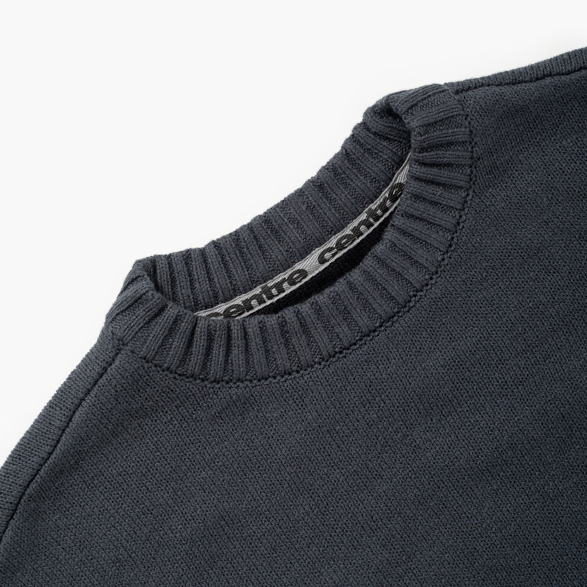 Centre Intarsia Knit Sweater (Charcoal) - Centre Intarsia Knit Sweater (Charcoal) - 