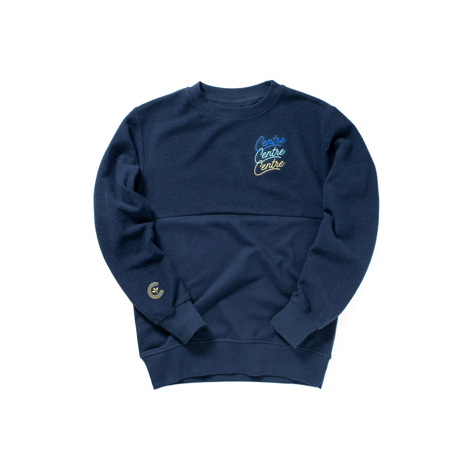 Centre Reverse Panel Crewneck (Navy) - Men's - Hoodies & Sweatshirts