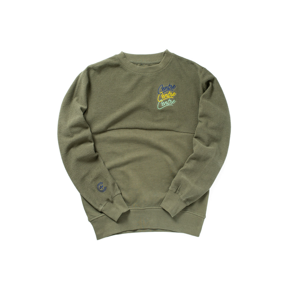 Centre Reverse Panel Crewneck (Olive) - Centre Hoodies/Sweatshirts
