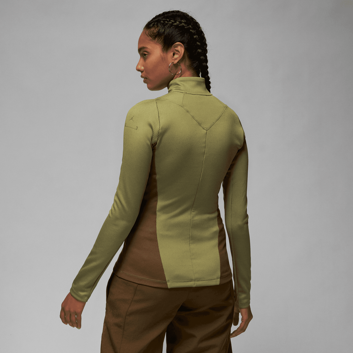 Jordan Women's 23 Engineered Quarter Zip Long-Sleeve Top (Pilgrim/Light Olive) - Jordan Women's 23 Engineered Quarter Zip Long-Sleeve Top (Pilgrim/Light Olive) - 