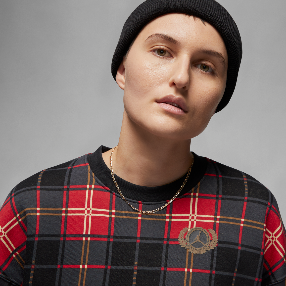 Jordan Women's Brooklyn Fleece Crewneck (Fire Red/Dark Driftwood) - Jordan Women's Brooklyn Fleece Crewneck (Fire Red/Dark Driftwood) - 