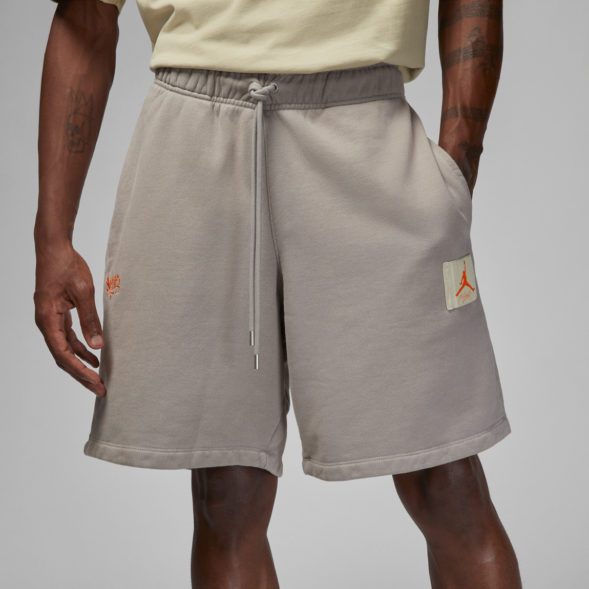 Air Jordan x Shelflife Fleece Shorts (Enigma Stone/Total Orange) - Air Jordan x Shelflife Fleece Shorts (Enigma Stone/Total Orange) - 