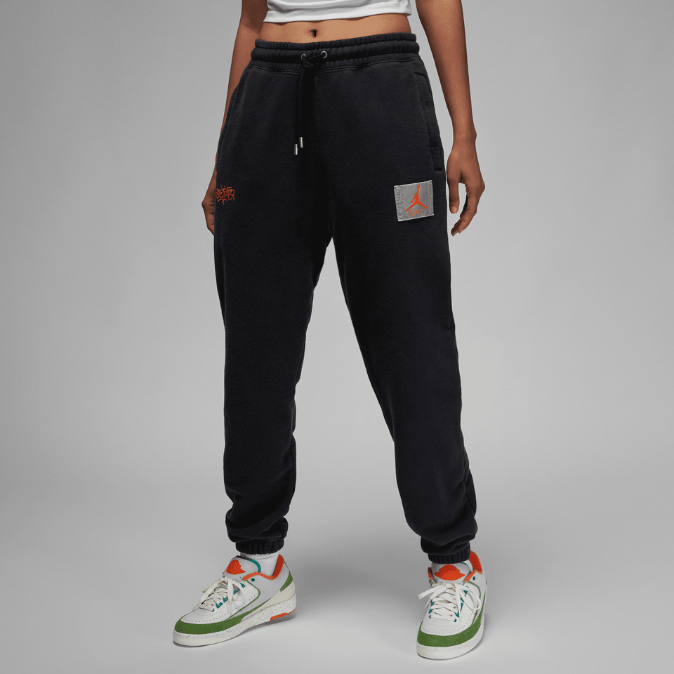 Air Jordan X Shelflife Women's Fleece Pants (Black/Total Orange) - Jordan