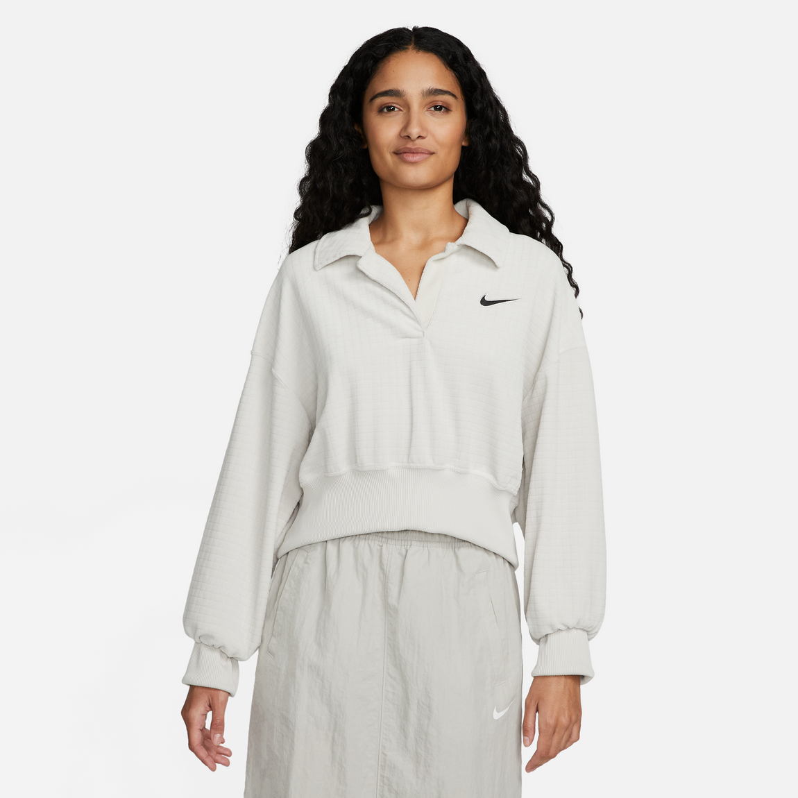 Nike Women's Sportswear Velour Pullover (Light Bone/Black) - Nike Women's Sportswear Velour Pullover (Light Bone/Black) - 