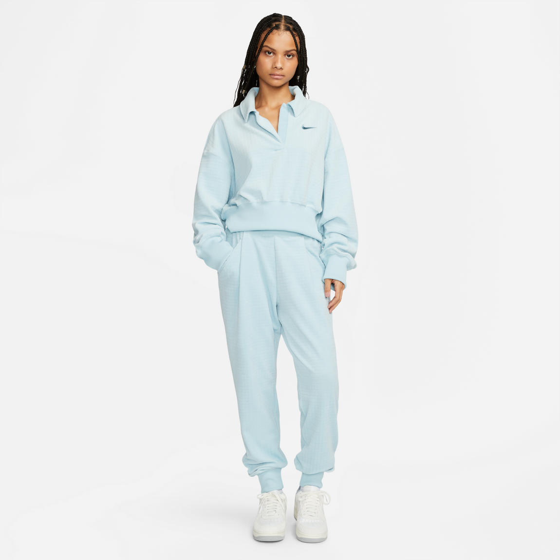 Nike Sportswear Women's Velour Cropped Top (Ocean Bliss/Noise Aqua) - Nike Sportswear Women's Velour Cropped Top (Ocean Bliss/Noise Aqua) - 