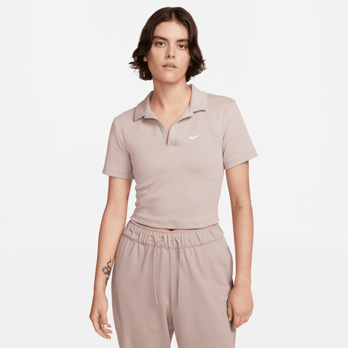 Women's Nike Sportswear Essential Polo (Diffused Taupe/White) - Women's Nike Sportswear Essential Polo (Diffused Taupe/White) - 