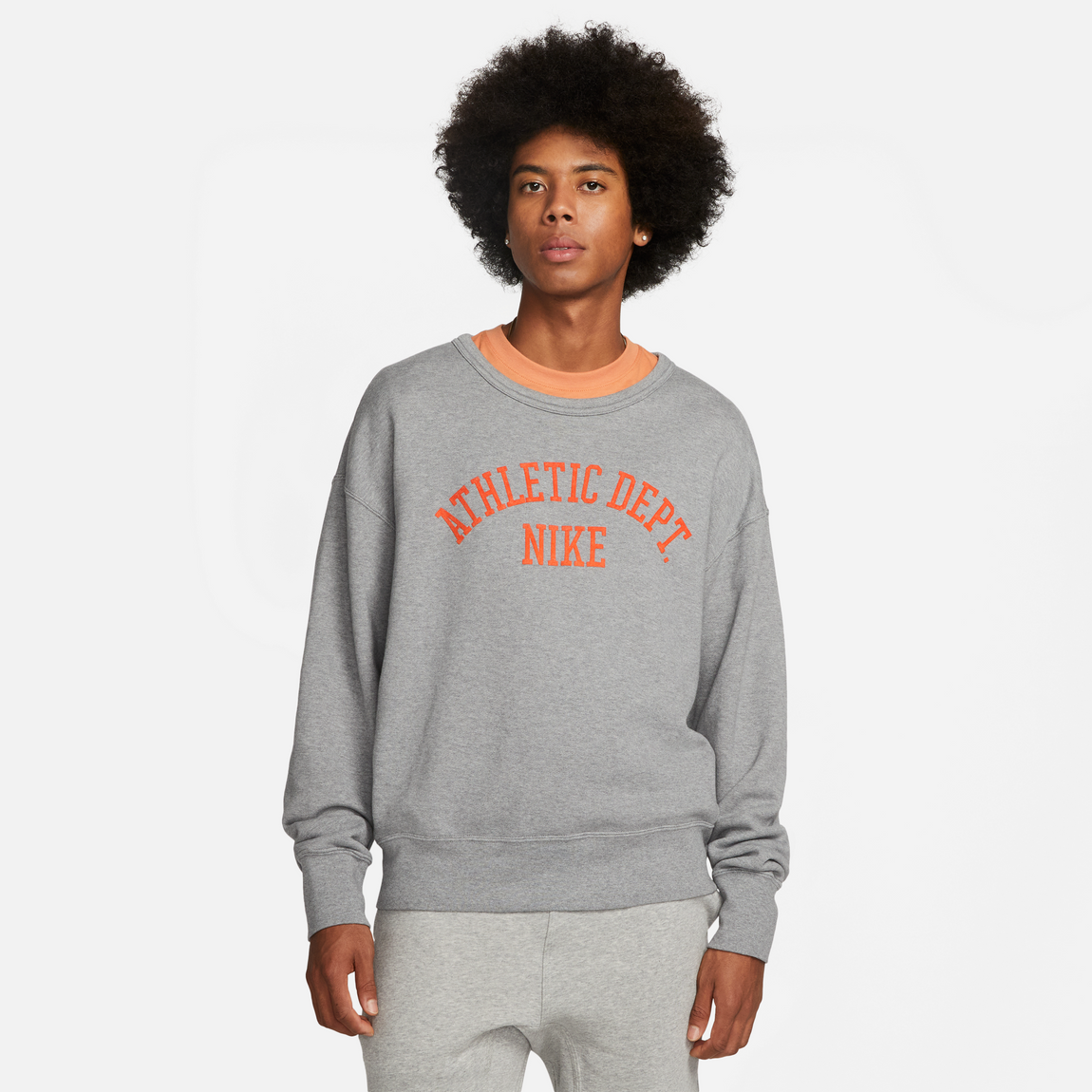 Nike Sportswear Trend Crewneck Sweatshirt (Carbon Heather/Team Orange) - Nike Sportswear Trend Crewneck Sweatshirt (Carbon Heather/Team Orange) - 