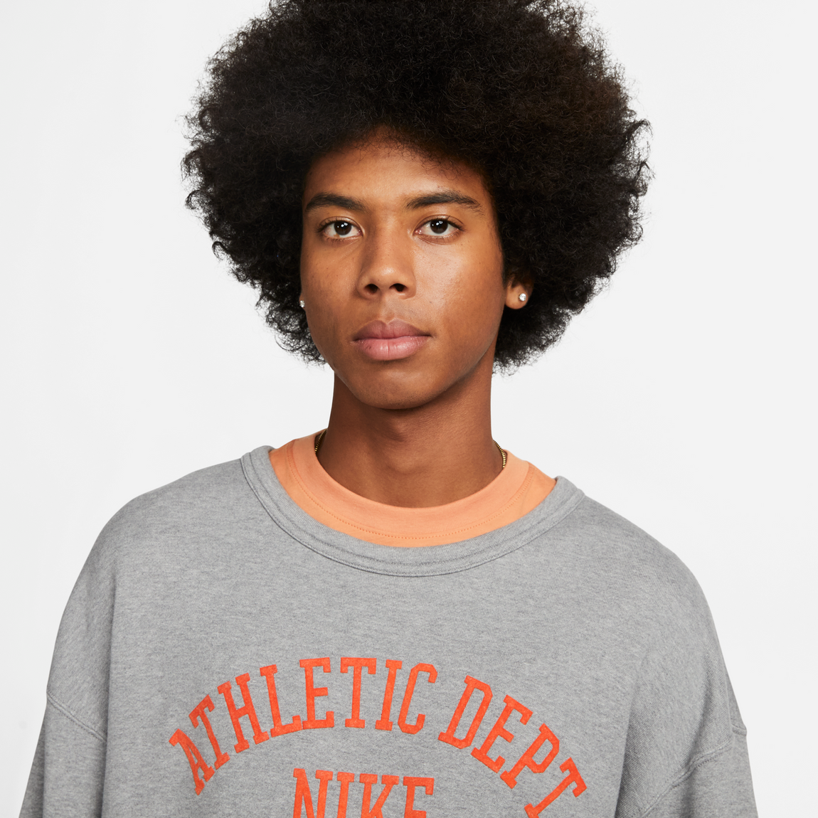 Nike Sportswear Trend Crewneck Sweatshirt (Carbon Heather/Team Orange) - Nike Sportswear Trend Crewneck Sweatshirt (Carbon Heather/Team Orange) - 