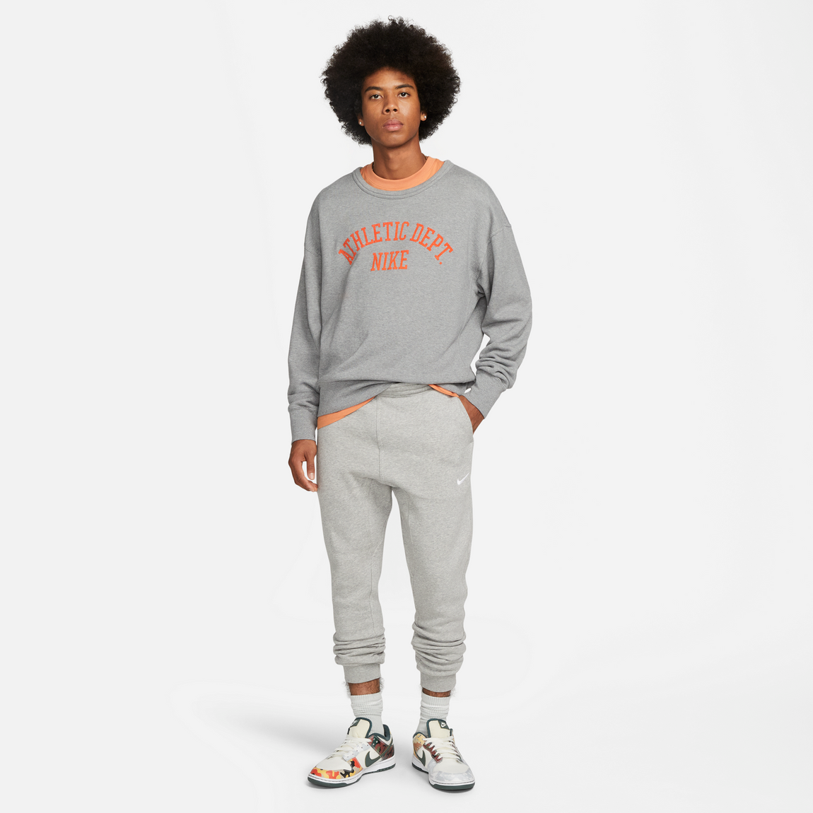 Nike Sportswear Trend Crewneck Sweatshirt (Carbon Heather/Team Orange) - Nike Sportswear Trend Crewneck Sweatshirt (Carbon Heather/Team Orange) - 