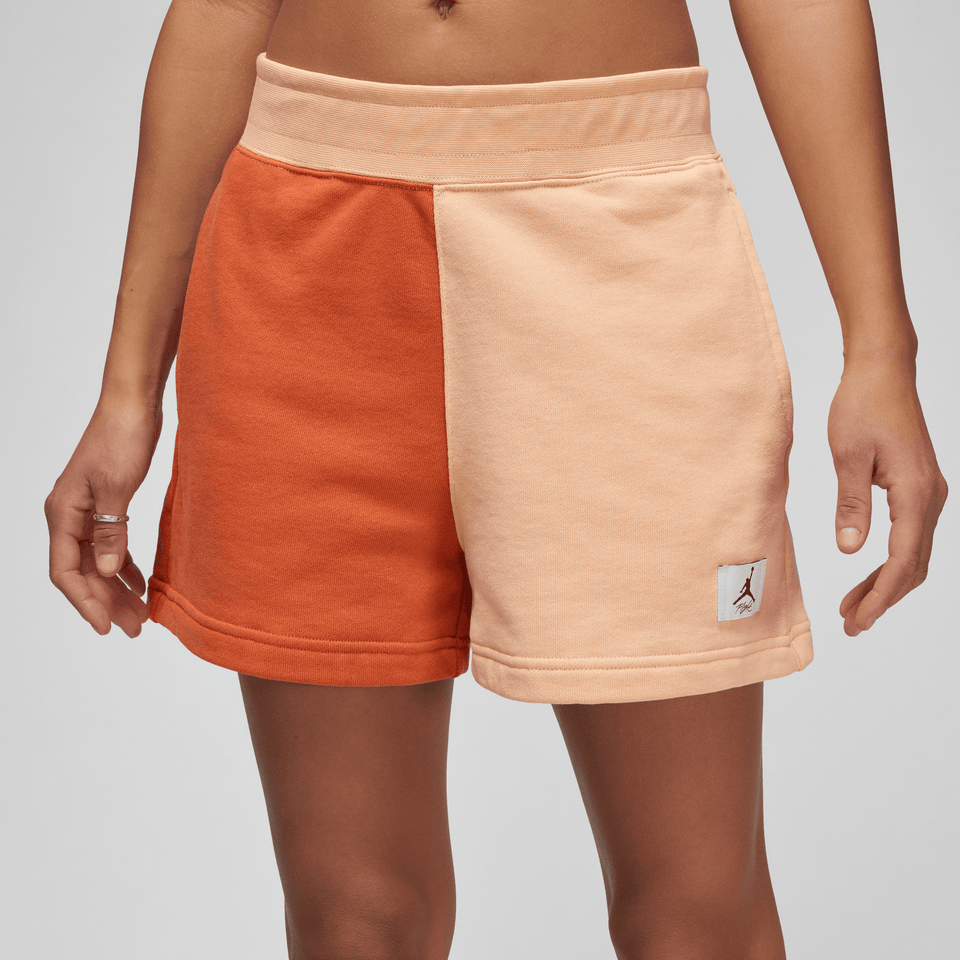 Women's Jordan Flight Fleece Color-Block Shorts (Light Sienna/Sunset Haze) - Women's Apparel