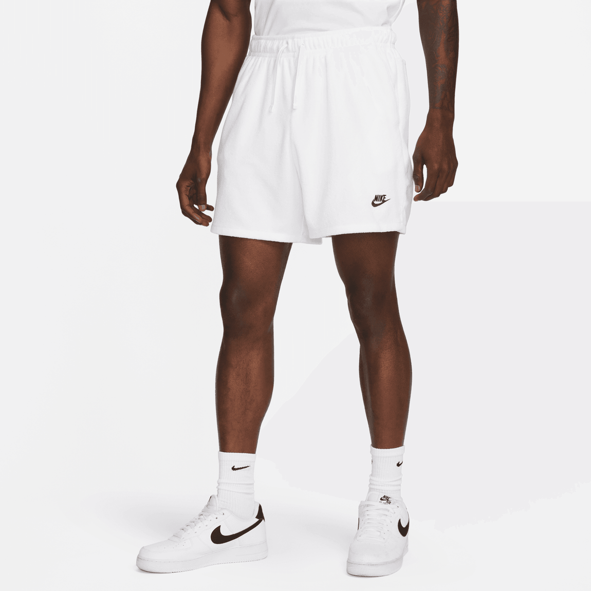 Nike Club Fleece Terry Shorts (White/Black) - Nike Club Fleece Terry Shorts (White/Black) - 