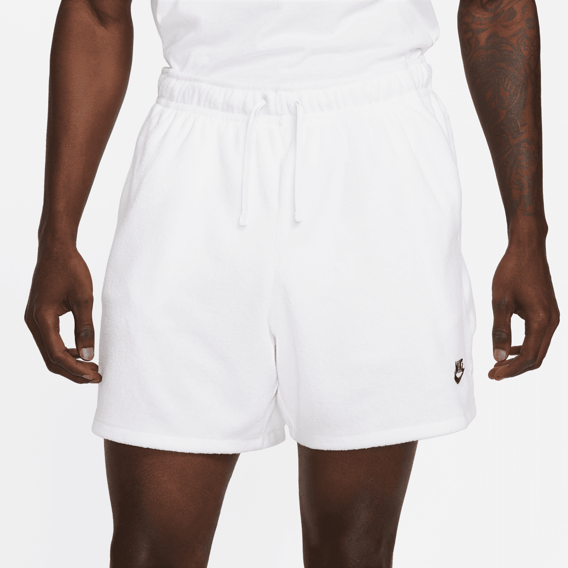 Nike Club Fleece Terry Shorts (White/Black) - Nike Club Fleece Terry Shorts (White/Black) - 