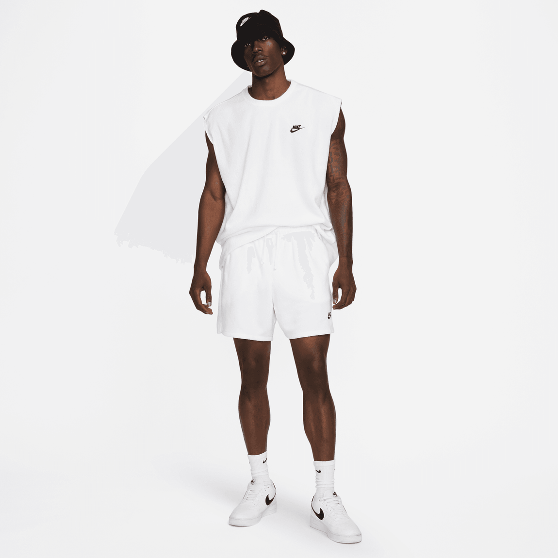 Nike Club Fleece Terry Shorts (White/Black) - Nike Club Fleece Terry Shorts (White/Black) - 