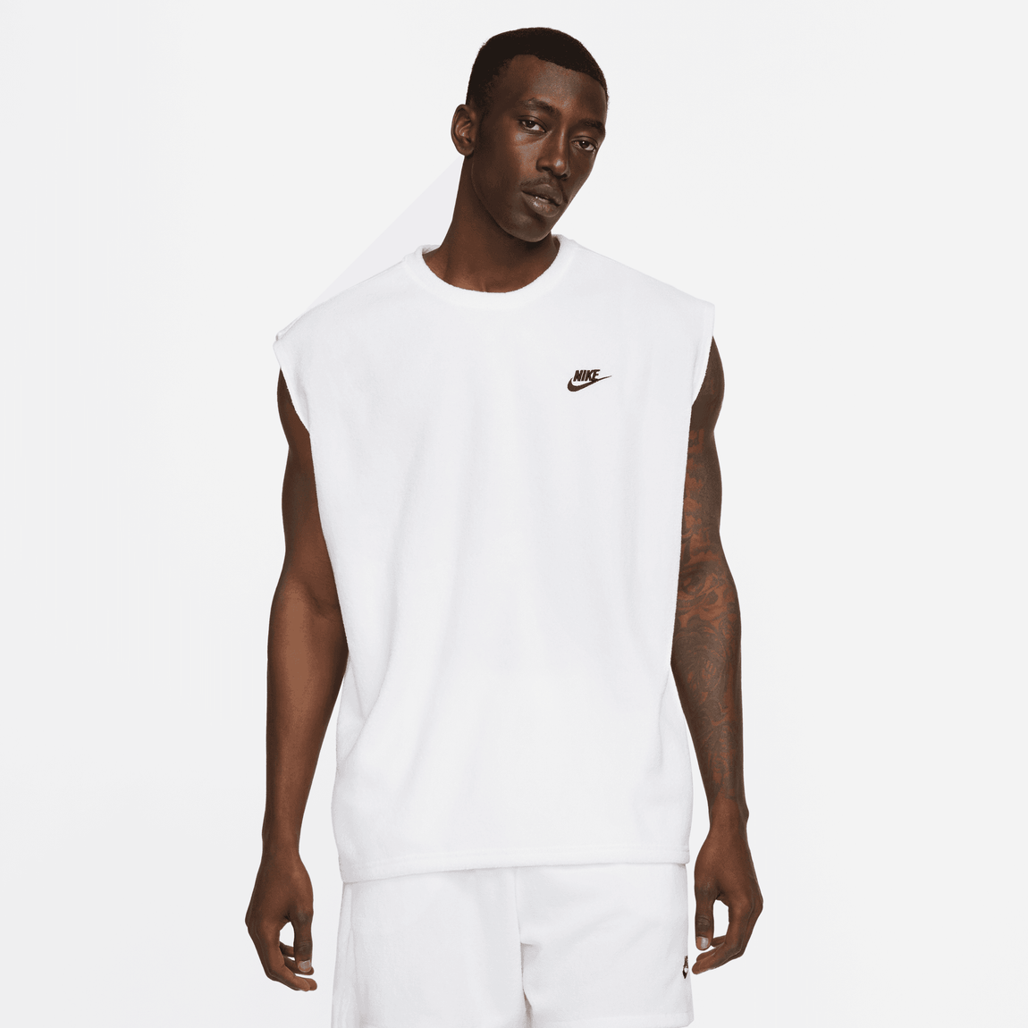Nike Sportswear Club Fleece Terry Sleeveless Top (White/Black) - Nike Sportswear Club Fleece Terry Sleeveless Top (White/Black) - 