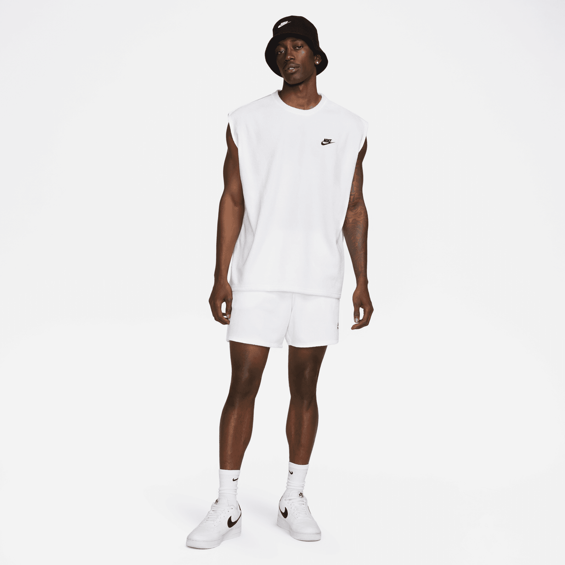 Nike Sportswear Club Fleece Terry Sleeveless Top (White/Black) - Nike Sportswear Club Fleece Terry Sleeveless Top (White/Black) - 