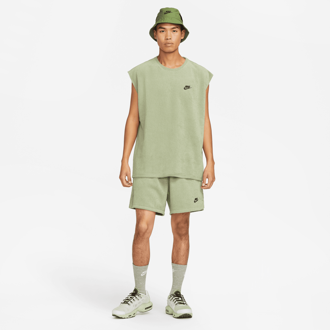 Nike Sportswear Club Fleece Terry Sleeveless Top (Oil Green/Black) - Nike Sportswear Club Fleece Terry Sleeveless Top (Oil Green/Black) - 