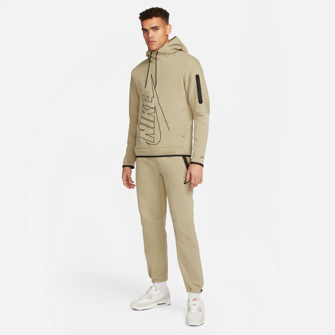 Nike Tech Fleece Hoodie (Khaki/Khaki) - Nike Tech Fleece Hoodie (Khaki/Khaki) - 