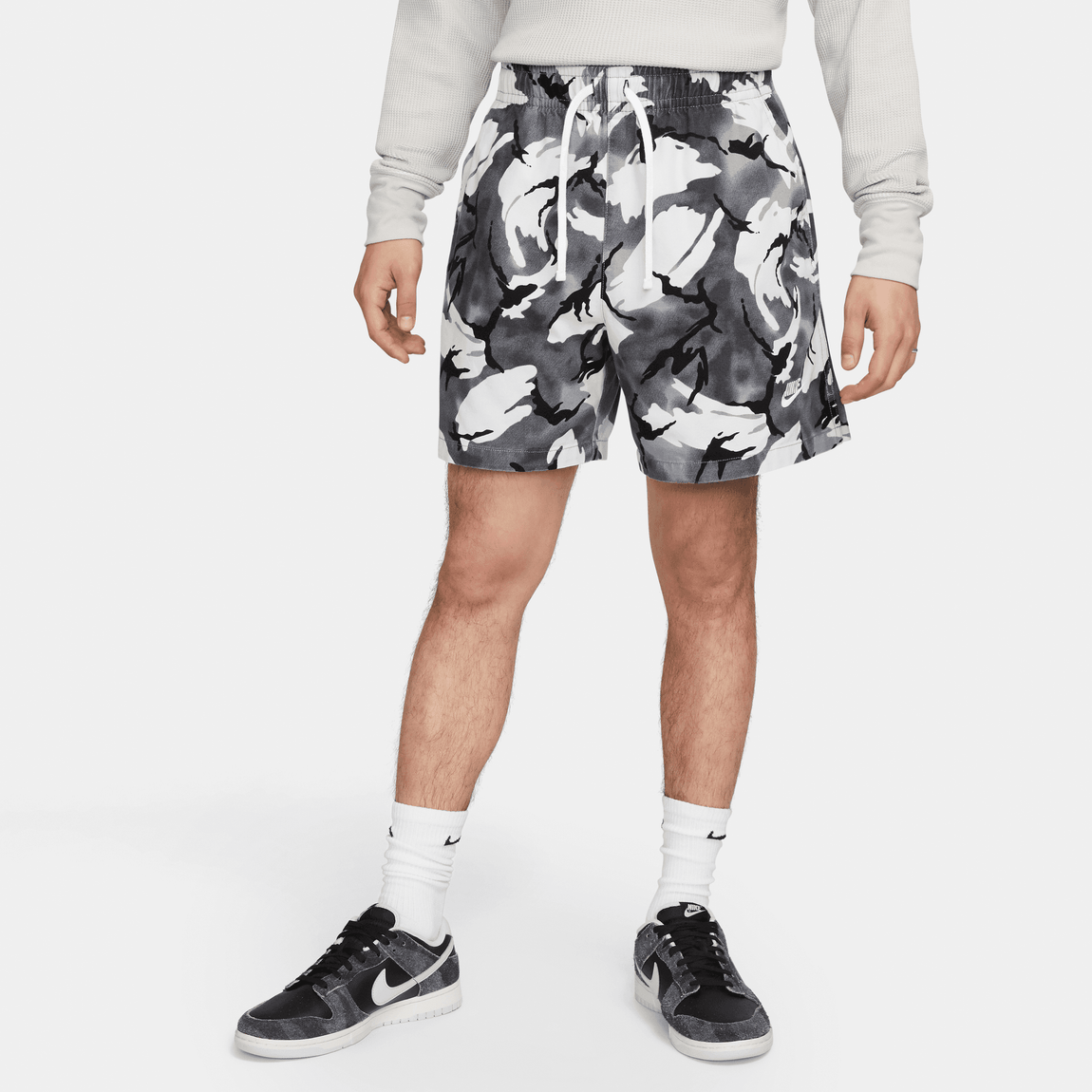 Nike Club Woven Camo Flow Shorts (Cool Grey/White) - Nike Club Woven Camo Flow Shorts (Cool Grey/White) - 