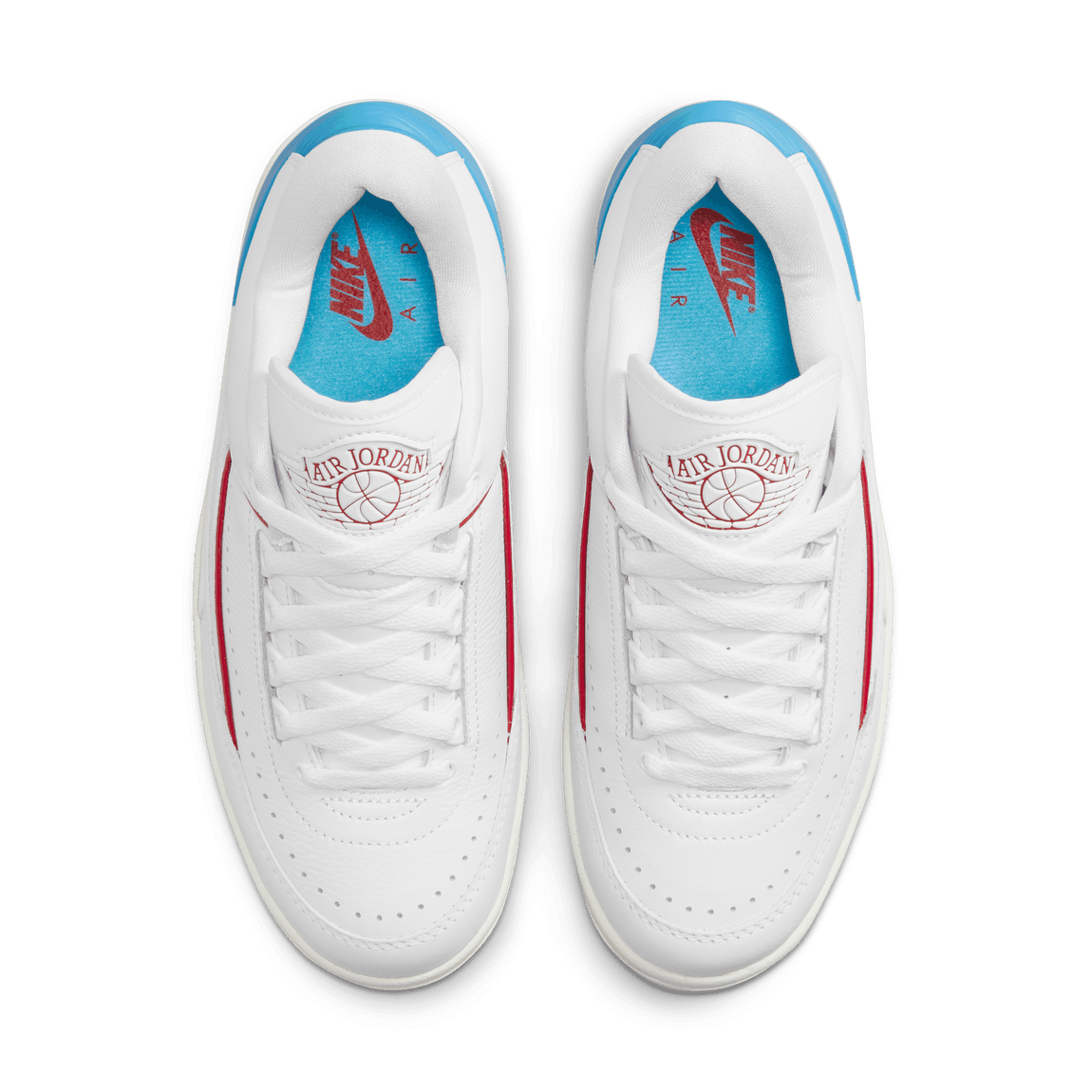 Women's Air Jordan 2 Retro Low (White/Gym Red/Dark Powder Blue-Sail) - Women's Air Jordan 2 Retro Low (White/Gym Red/Dark Powder Blue-Sail) - 