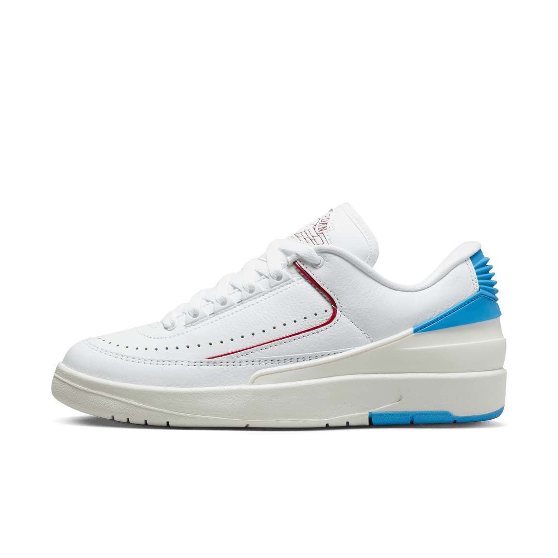 Women's Air Jordan 2 Retro Low (White/Gym Red/Dark Powder Blue-Sail) - Women's Air Jordan 2 Retro Low (White/Gym Red/Dark Powder Blue-Sail) - 