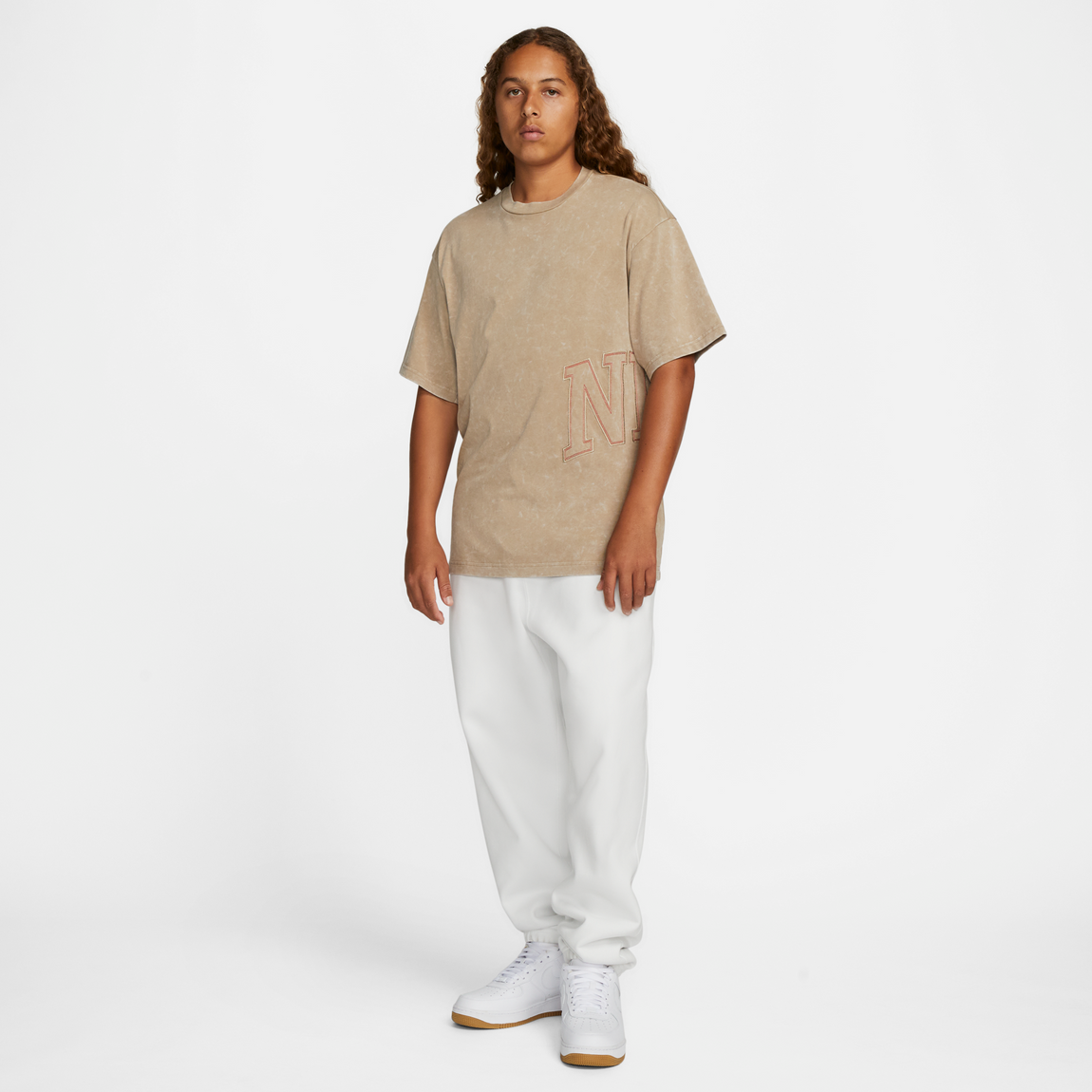 Nike Fadeaway Tee (Khaki/University Red) - Nike Fadeaway Tee (Khaki/University Red) - 