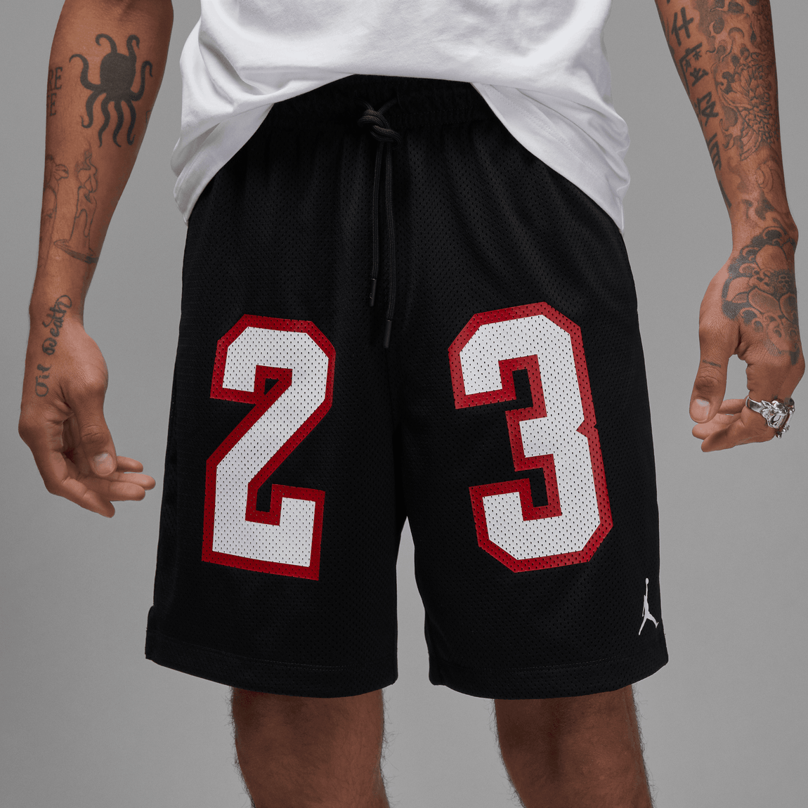 Jordan Essentials Shorts (Black/White-Red) - Jordan Essentials Shorts (Black/White-Red) - 
